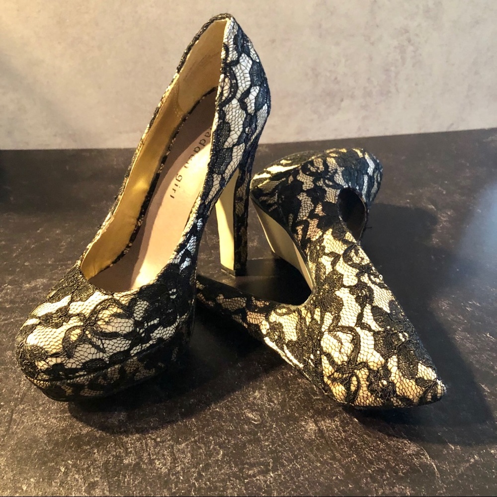 Black lace heels